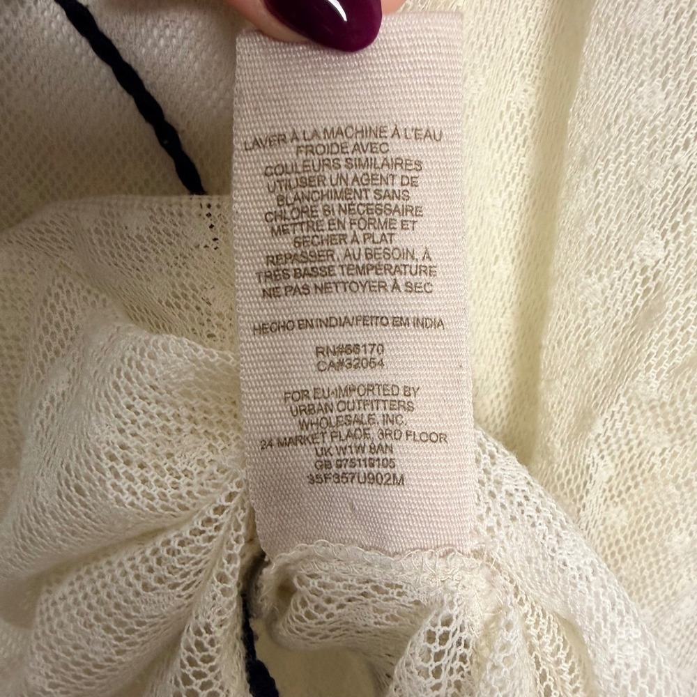 Free People Star Dust‎ Mesh Roses Are Red Embellished Gauze Lace Up Tunic Top S - Picture 6 of 7